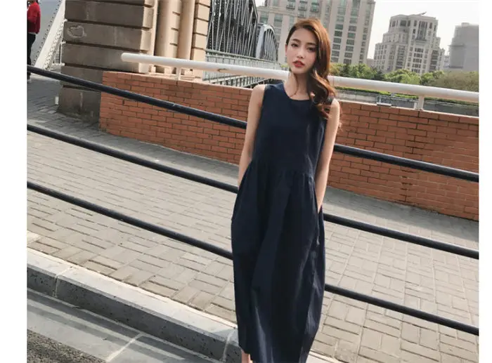 Корейский хлопчатобумажное белье без рукавов женские комбинезон длинные брюки 2019 летние новые свободные женские широкие брюки ноги f464
