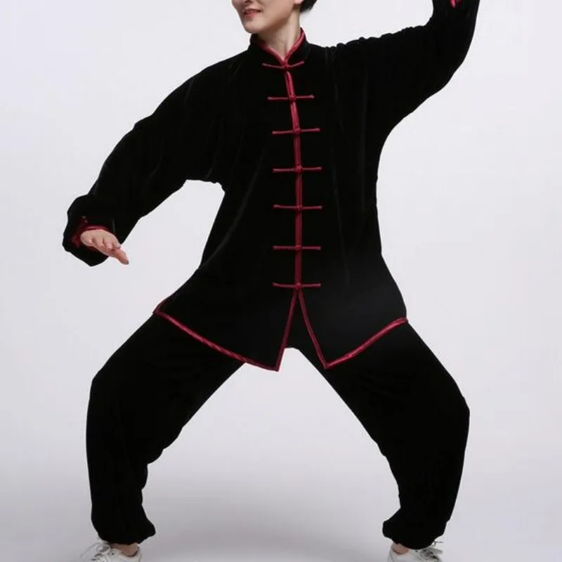 Women Velvet Wing Chun Kung Fu Clothing Tai ji Wu Shu Costume Full