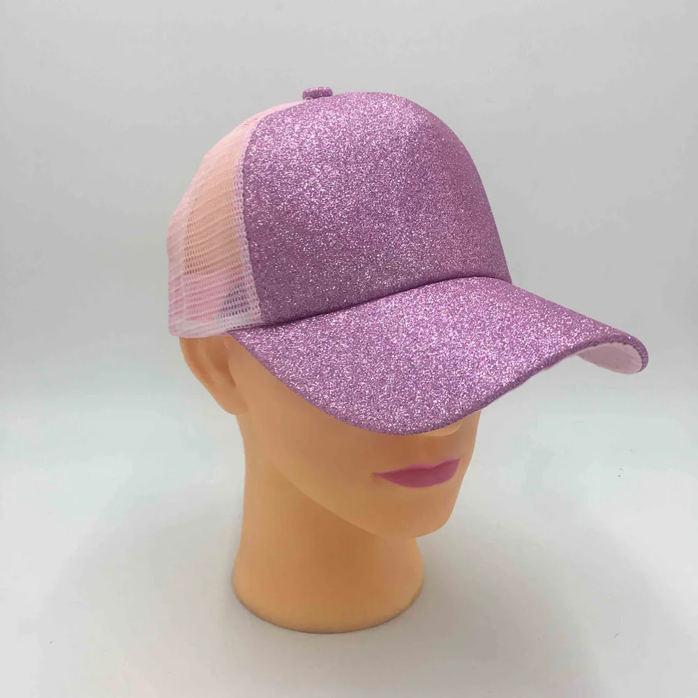 Блестящая бейсбольная кепка "конский хвост", Женская кепка, хлопковая, грязная, булочка, кепка s, летняя, Snapback, для папы, для девушек, хип-хоп кепка s - Цвет: Glitter pink