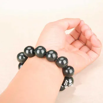 

Certified Type A xinjiang hetian dark green round beads jade Bracelet free shiping for men and women's