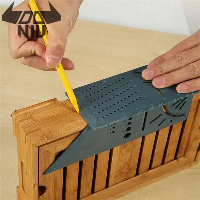 

DANIU Woodworking 3D Mitre Angle Measuring Square Size Measure Tool Angle Ruler Hole-Positioning Gauge 45/90 Degree T Ruler