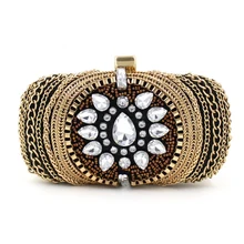 2016 New Arrival Vintage Women Evening Bags Beaded Diamonds Purse Day Clutches Handbags Punk Design Small Wallets