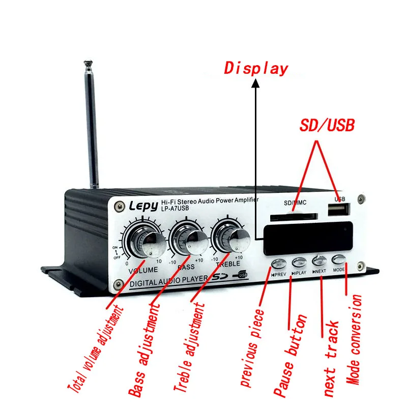 KYYSKB LP-A7 12 В USB FM с радио пультом дистанционного управления Мини 2,0 Bluetooth усилитель домашний усилитель автомобильный усилитель