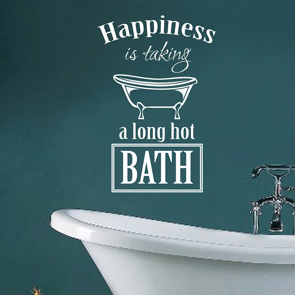 HappinessistakingalonghotBathQuoteWallDecalsforBathroomWall