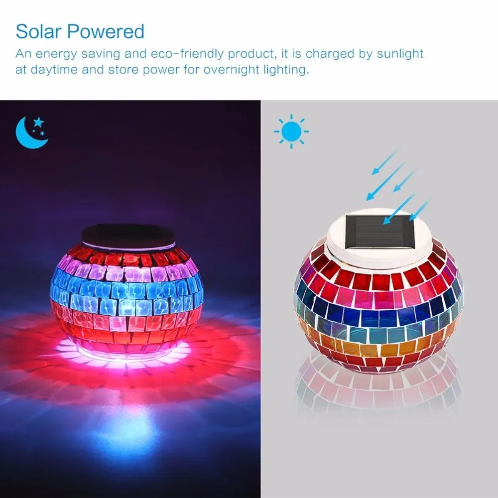 Solar Powered Mosaic Glass Ball Light 3