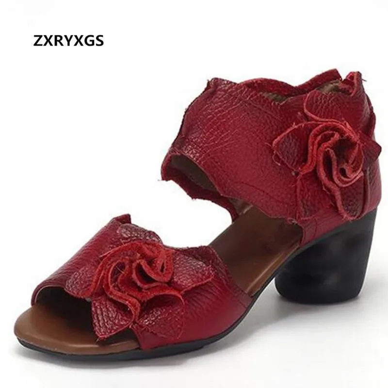 Noble Elegant Flowers Summer Women Sandals Fashion Shoes 2019 New Open Toe Real Leather Sandals Thick Heel Women Shoes Sandals Noble Elegant Flowers Summer Women Sandals Fashion Shoes 2019 New Open Toe Real Leather Sandals Thick Heel Women Shoes Sandals