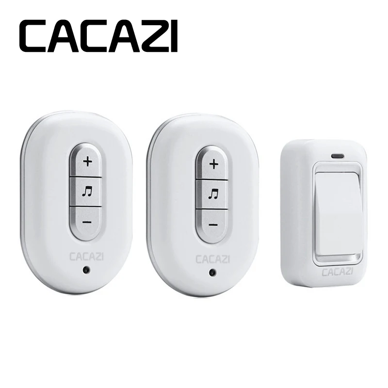 CACAZI New Kinetic Electronic Wireless Doorbell Sefl Powered No Need Battery Led Light Door Bell With 2 Push Button+1 Bell - Цвет: X8 1V2 Sliver