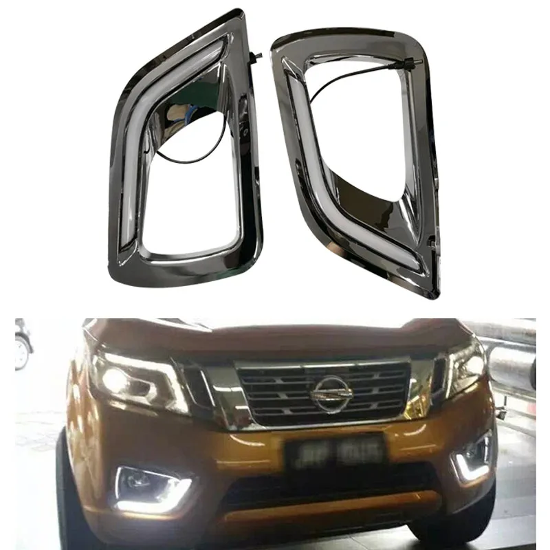 Автомобильный мигающий светодиодный дневный ходовой светильник s для Nissan Navara NP300