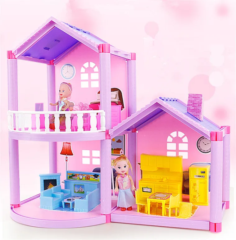 Diy образовательная Семья Кукольный дом Вилла замок с ABS пластиковой мебели девочка подарки мечта кукольный домик игрушки дом для 6 лет