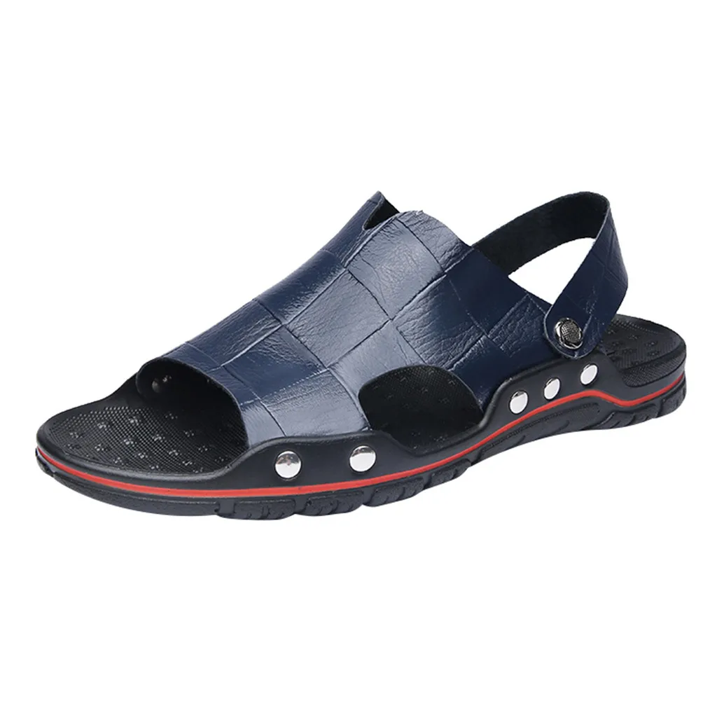 Модные мужские сандалии; Летняя Пляжная Повседневная обувь; недорогие мужские сандалии на толстой нескользящей подошве; дышащие сандалии; Sandalia Mascu;# G4 - Color: Blue