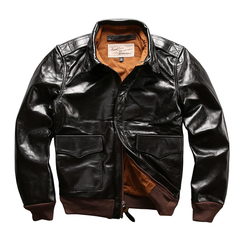 Great Value Read Description! Asian size air force flight A1 pilot leather cowhide jacket high quality genuine cow leather A1 jacket M6070