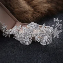 Dote me Brillo Rhinestone de La Flor Peine Del Pelo de La Boda Clip de Plata Hecho A Mano Diadema Nupcial Accesorios