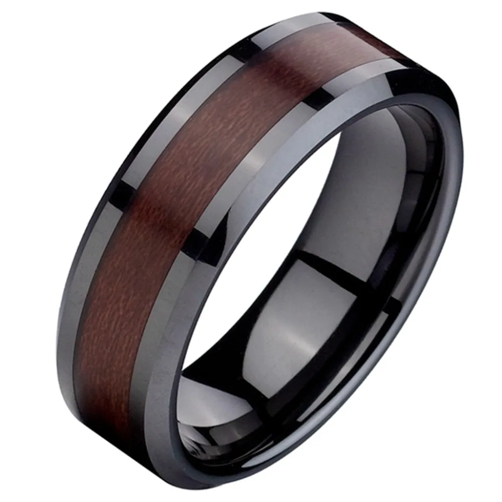 men 8mm size 7 15 black red wood inlay ceramic ring wedding engagement cocktail anniversary - Wooden Wedding Rings For Men men 8mm size 7 15 black red wood inlay ceramic ring wedding engagement cocktail anniversary - Wooden Wedding Rings For Men