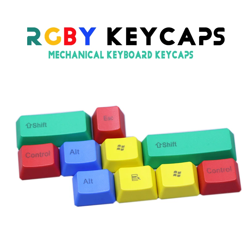 

OEM Profile PBT RGBY CMYK Modifiers 10 Keys Laser Engraved Keycaps For Cherry MX Mechanical Keyboard Switch