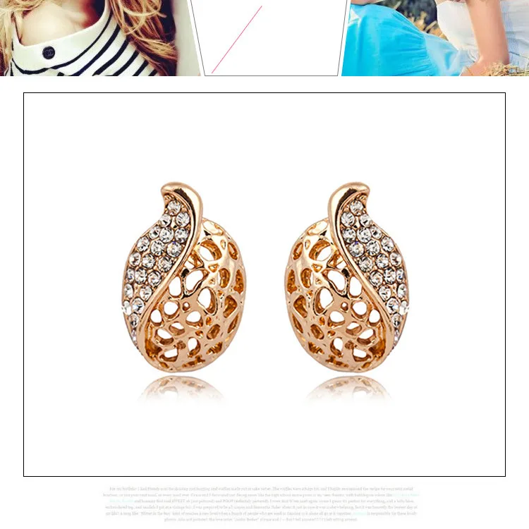 Earrings Корейская мода женщин кристалл капли воды длинное ожерелье корейский комплект ювелирных изделий - Окраска металла: Earrings