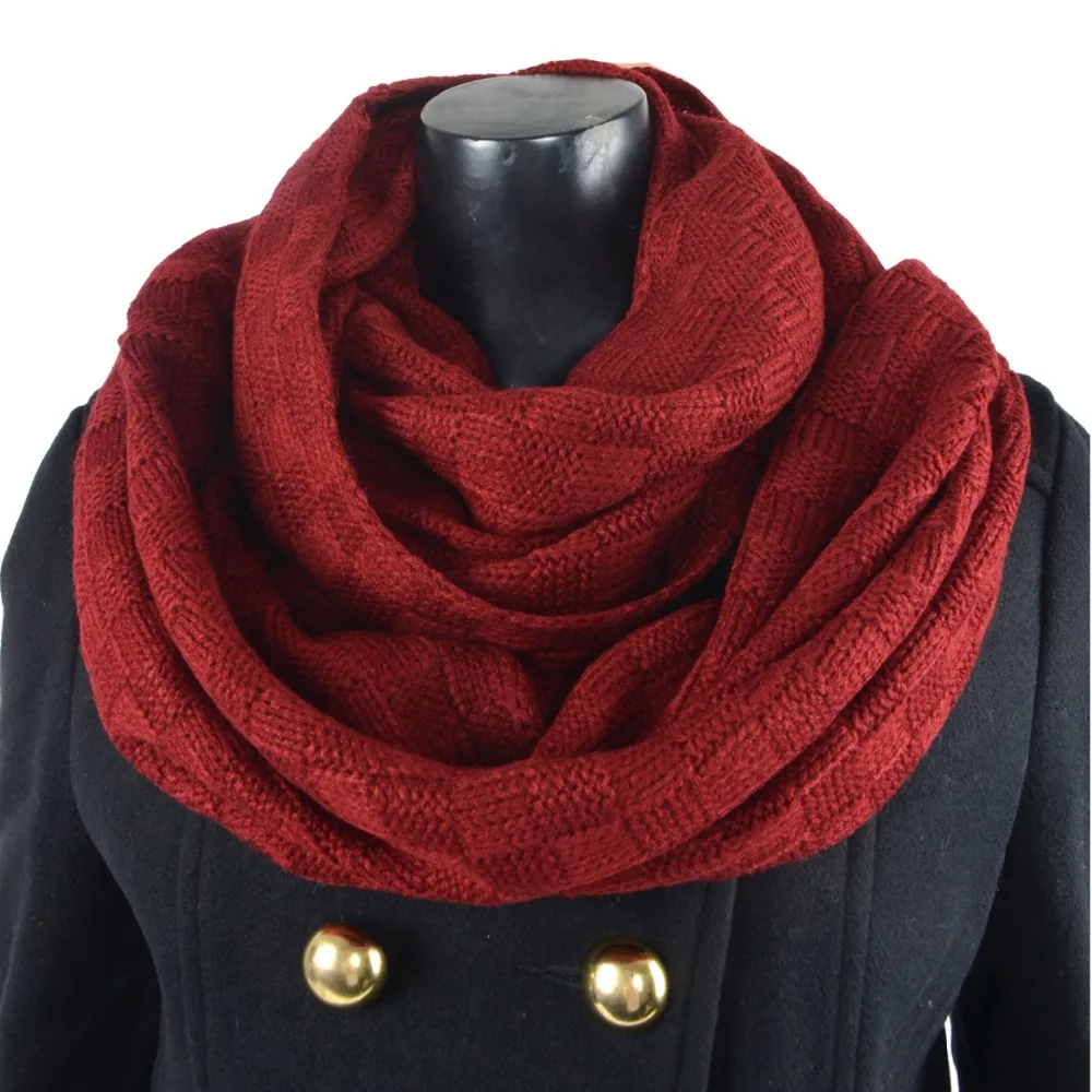 HISSHE Mens Winter Infinity Scarf Classic Plaid Knit Shawl Scarves For