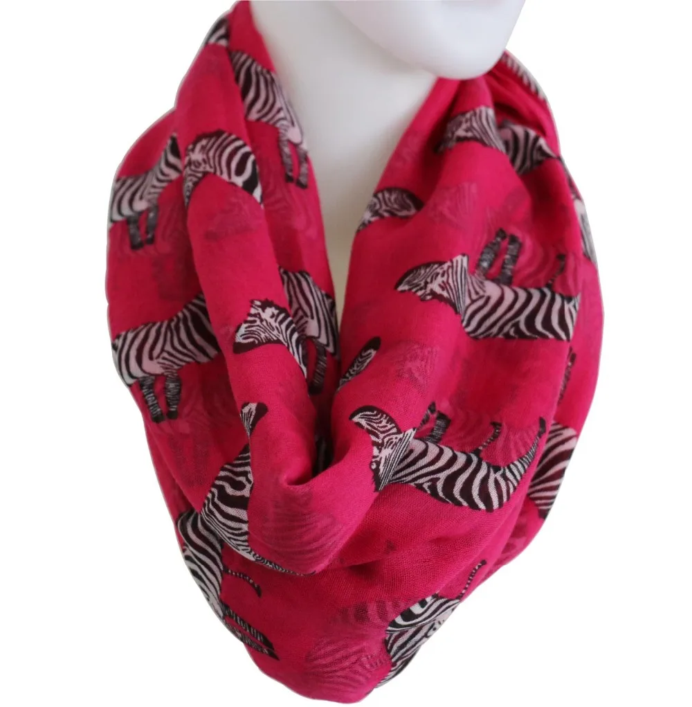 

Free Shipping 2018 New Fashionable Women Fuschia Zebra Horse Print Scarves Infinity Scarf