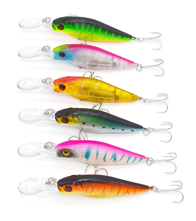 

6pcs/lot Laser 11cm 13.2g pesca hooks fish wobbler Minnow Fishing Lure tackle crankbait artificial japan hard bait swimbait