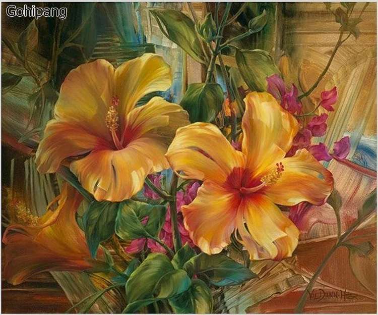 

Abstract Flower Diy Oil Painting By Numbers Kit Coloring Painting On Linens Home Decor 40*50cm Living Room Wall Decor