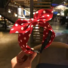 Dot Print Hairbands Headbands for Women Girls Head Bands 2019 New Fashion Rabbit Ears Bow Hair Accesories colorful dot rabbit print tee