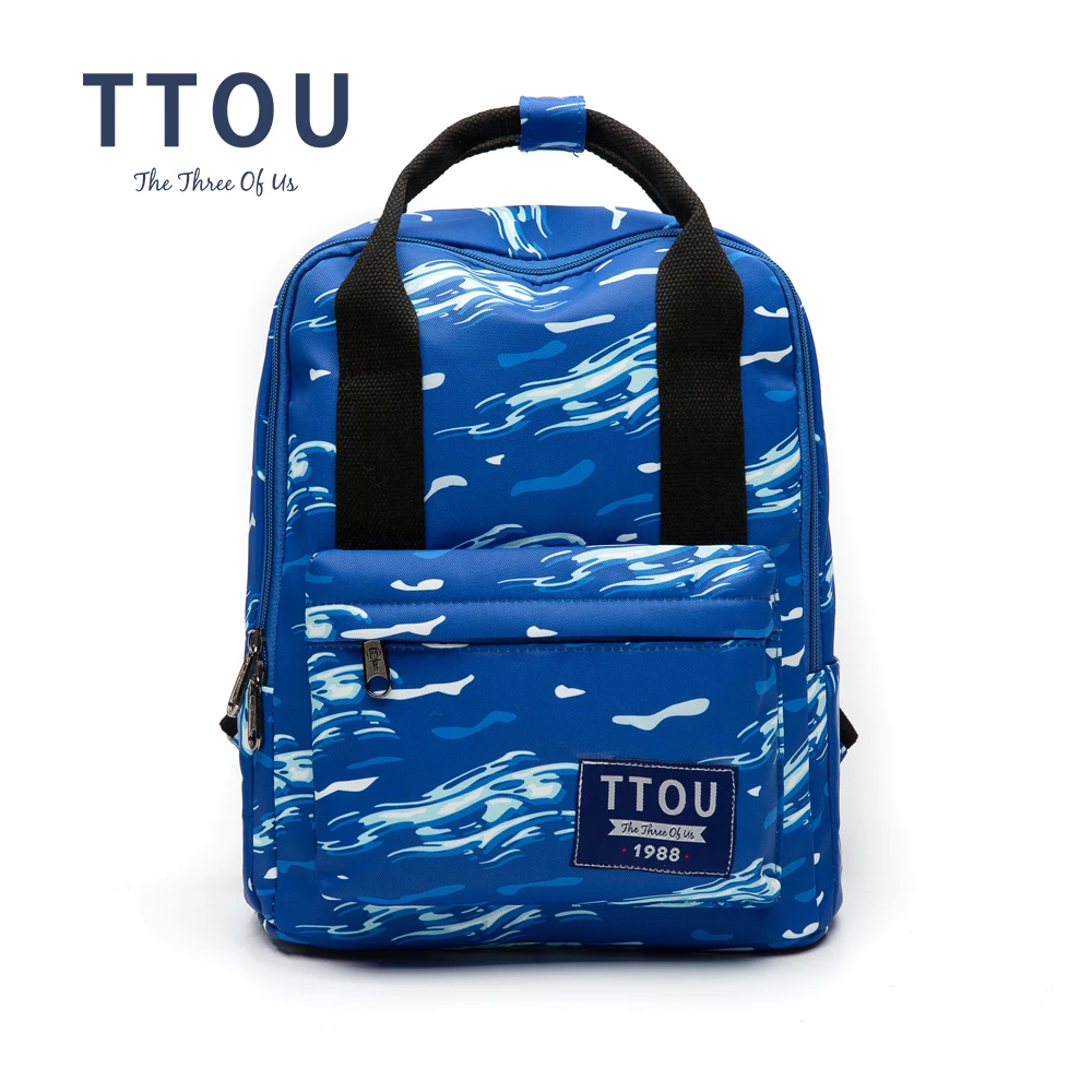 

TTOU Striped Print Backpacks Blue Canvas Backpack School Bags For Teenage Girls Fashion Travel Bag Bolsa Feminina