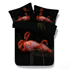 6 Parts Per Set Bed Sheet Set Graceful Flamingos at Night 3d Bedding Set