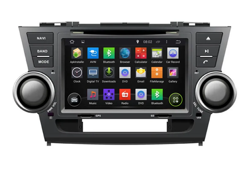 Top 8" Android Car DVD Player,BT GPS WIFI,Audio Radio Stereo,Car multimedia for Toyota Highlander 2008 2009 2010 2011 2012 2013 2014 2