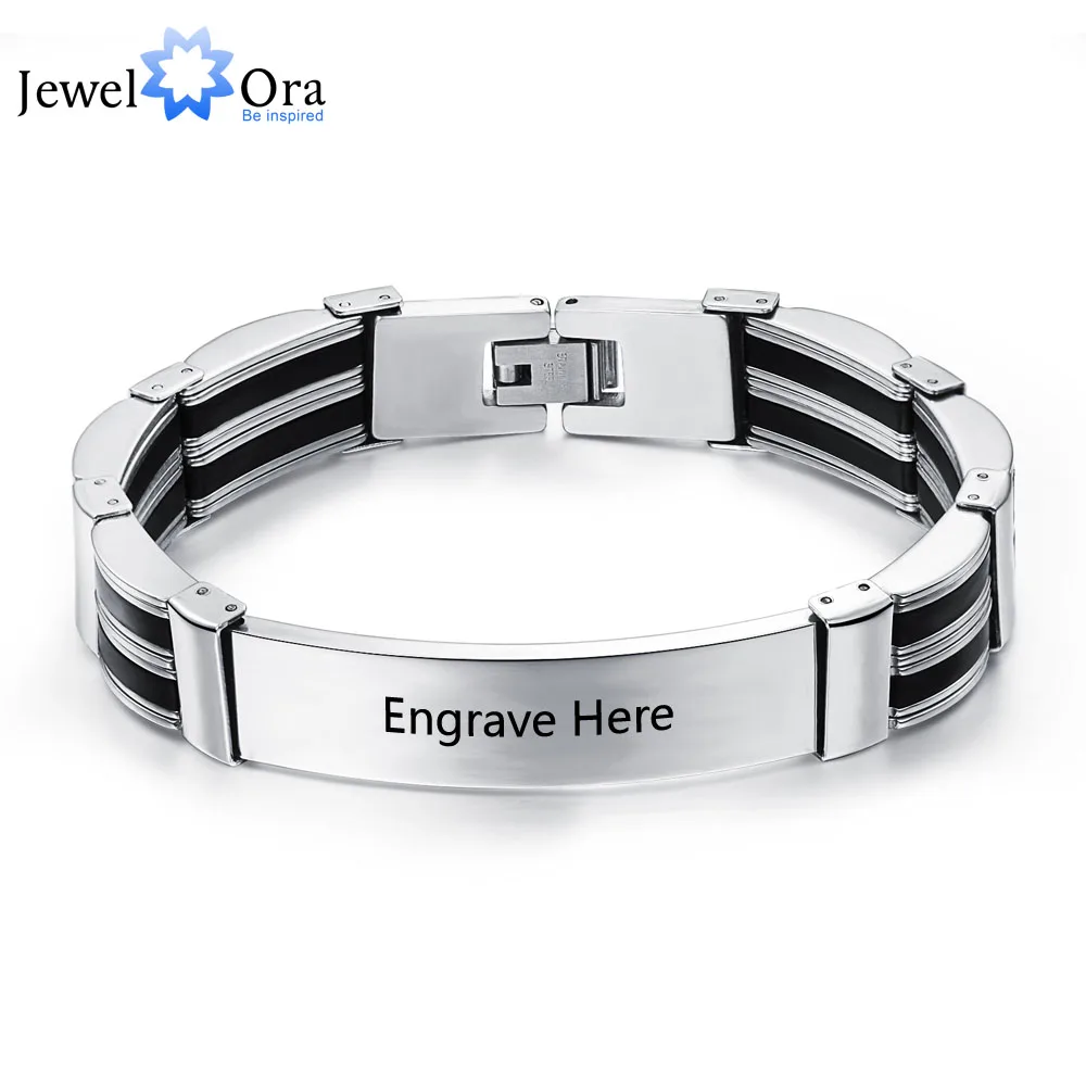 TitaniumSteelPersonalizedEngraveBraceletsForMenCustomization