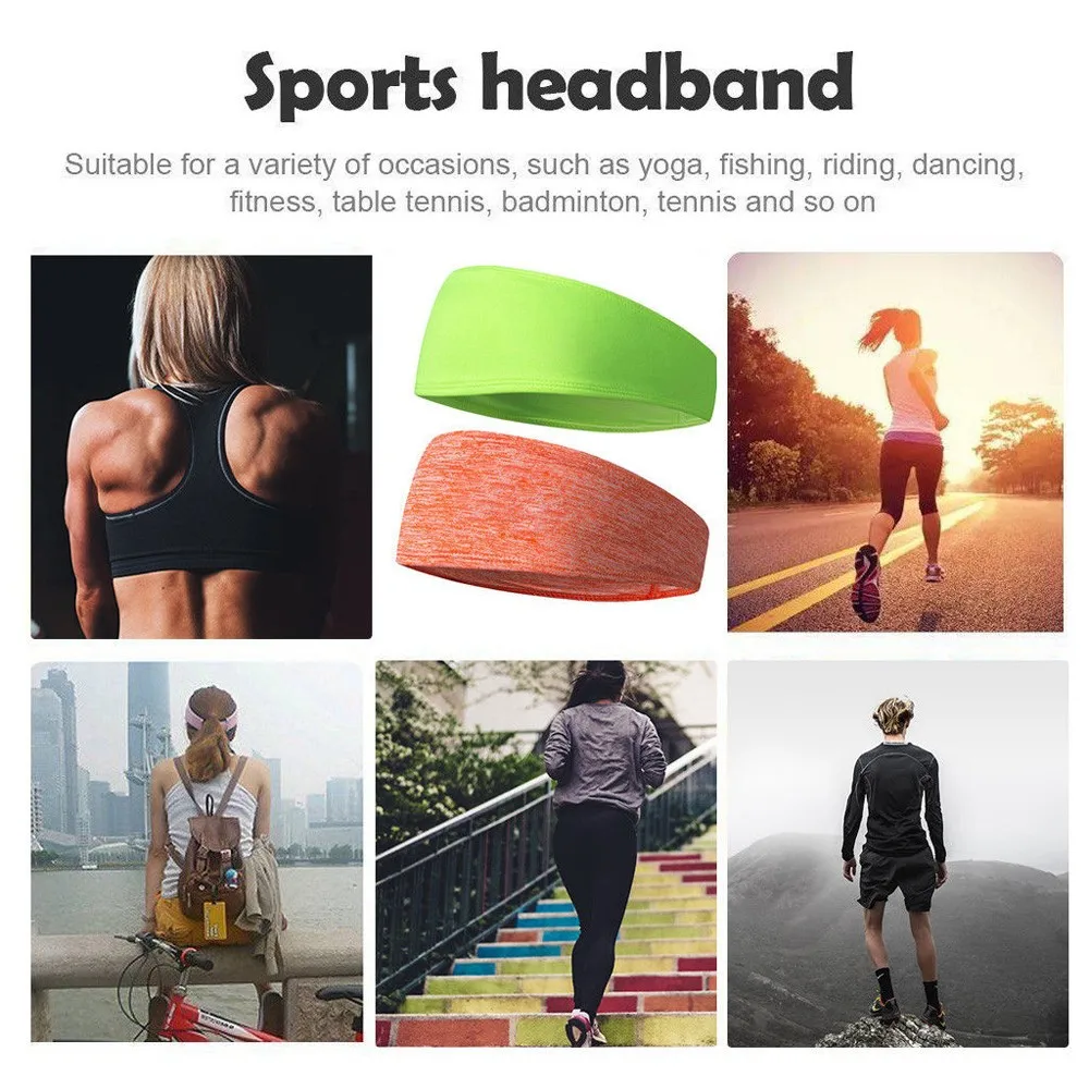 Solid color sweatband head sports yoga headband Hair Head Band Sweatband Headband Stretch Mens Wrap Elastic Sports Men Thin Gym