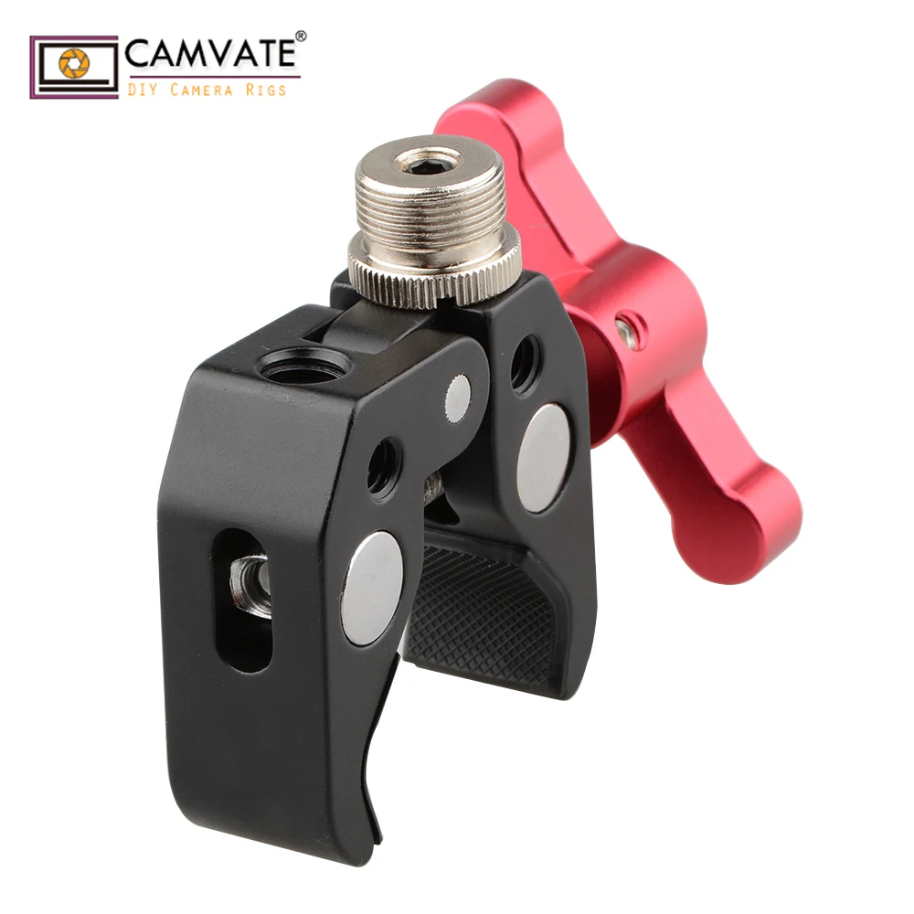 

CAMVATE Super Clamp Crab Pliers Clip with 1/4" to 5/8" Convertion Screw (Red T-handle) C1673 camera photography accessories