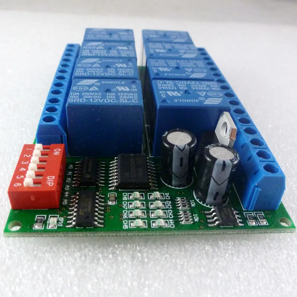 8 канальный DC 12 В RS485 релейный модуль Modbus RTU 485 переключатель дистанционного управления для PLC PTZ камеры наблюдения безопасности