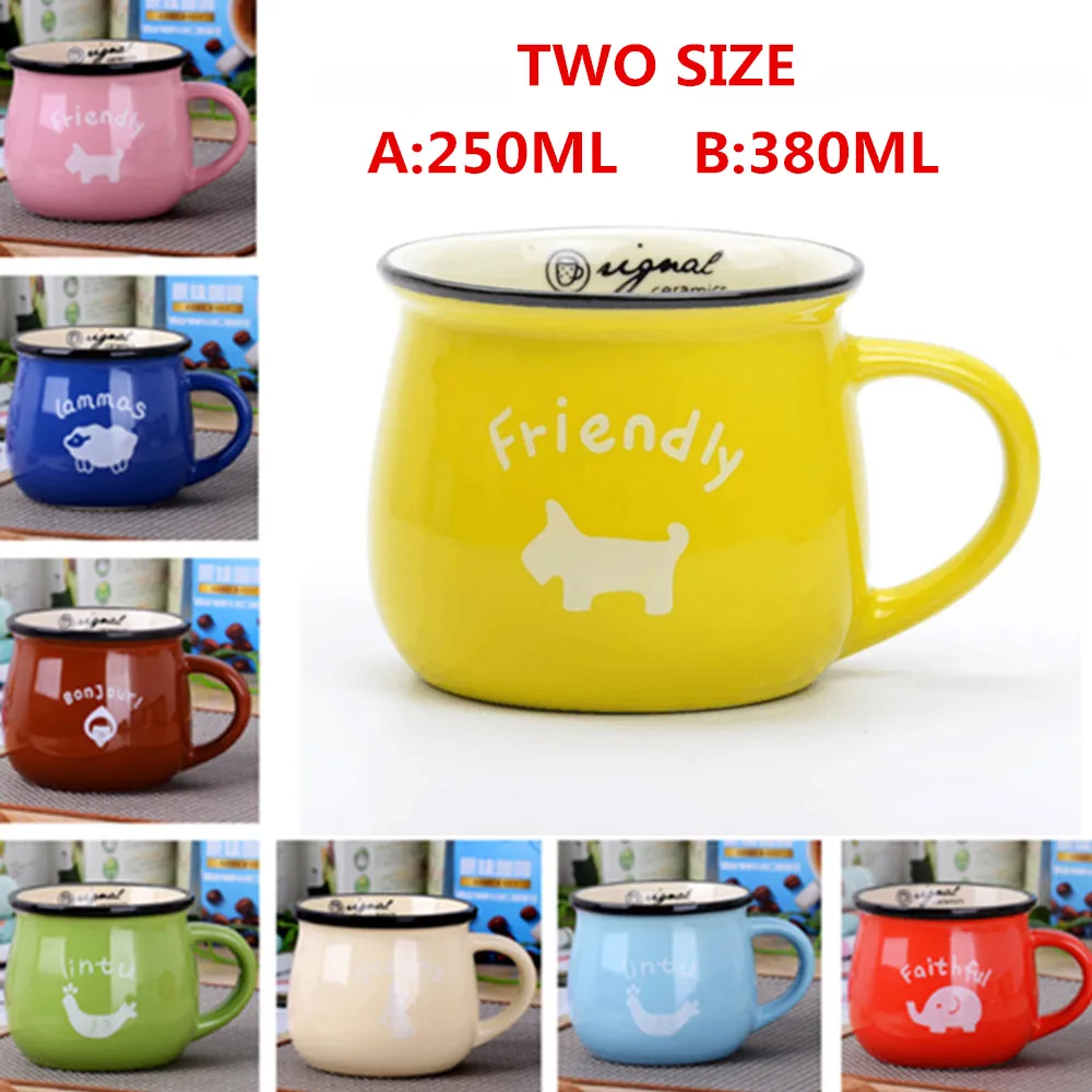 

ZAKKA Ceramic Mug Creative Candy Color Vintage Creative Ceramic Mug Simple Breakfast Milk Cups Coffee Mugs Tea Cup 250/380ml