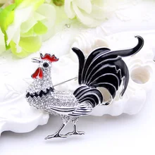 New Style Zodiac Animal Rooster Brooch Pin For Women Rhinestone Enamel Animal Brooches Broches Crystal Cock Jewelry Pins Gift