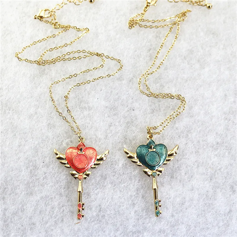 

2018 hot gorgeous female accessories Enamel cartoon love wings pendant necklace long sweater chain