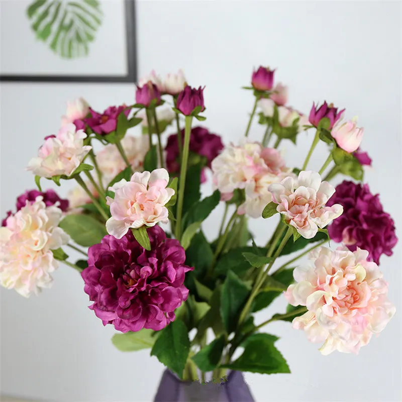 Flone 3 головок искусственные Paeonia цветы ветки искусственная фотосессия цветочная |