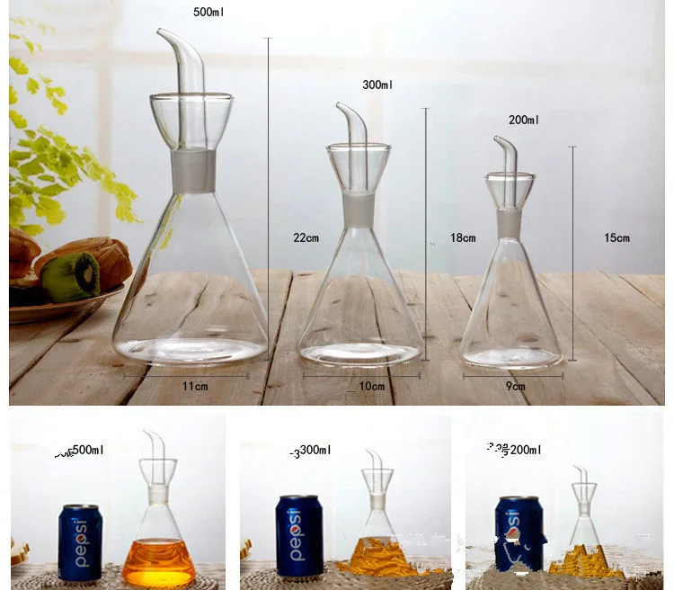 Creative Home Kitchen Supplies Glass Oil Pot Seasoning Bottle Olive Oil Sauce Jar 1PC