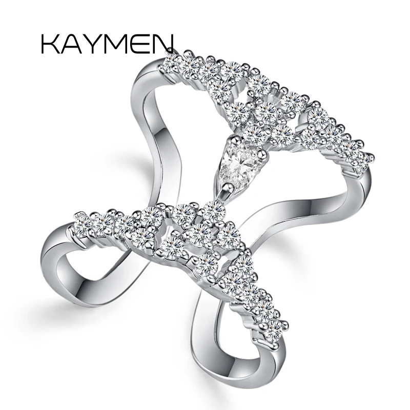 

KAYMEN New Fashion Luxry Wedding Ring, AAA Zircon Copper Golden Ring for Women, Good Quality Engagement Ring Adjusted 2 Colors