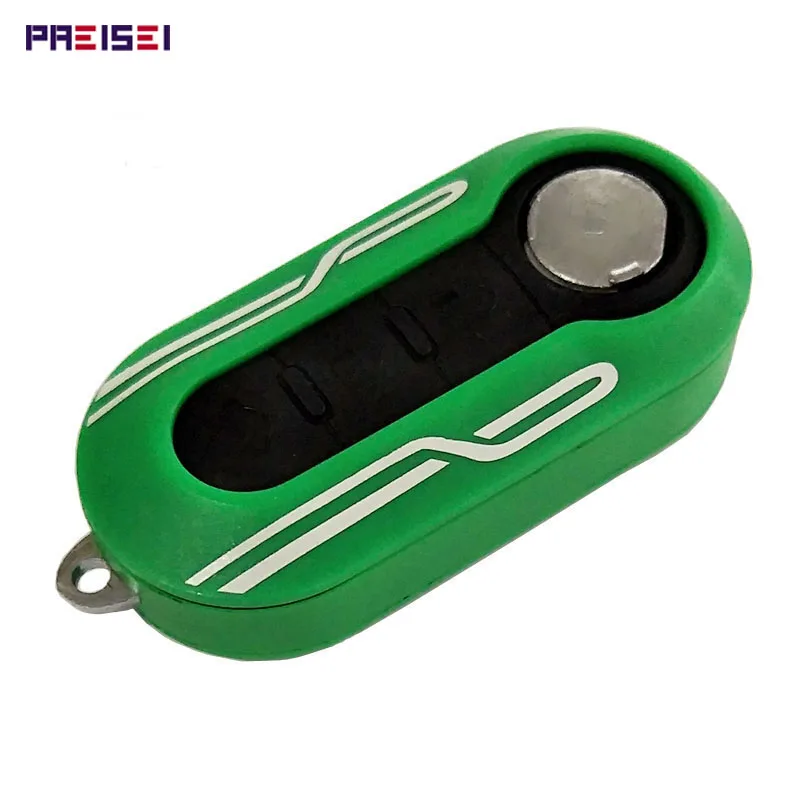 

PREISEI Green Car Flip Remote Key Shell Fob For Fiat 500 Key Replacements