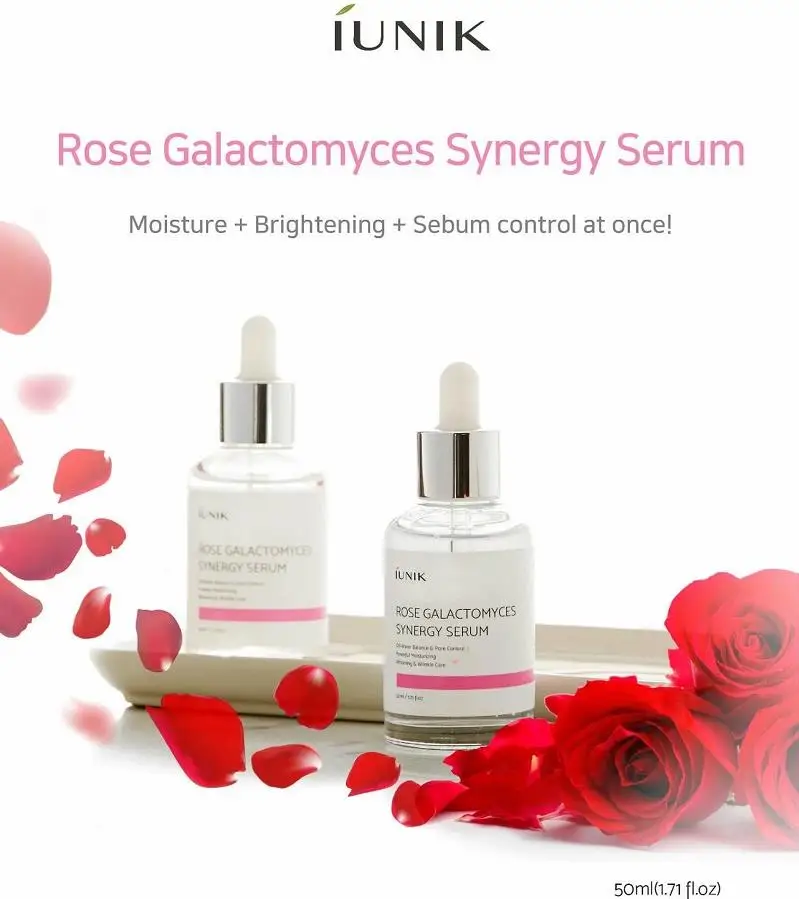 IUNIK Rose Galactomyces Synergy сыворотка 50 мл антивозрастной крем для лица контроль кожного сала Сыворотка для лица увлажнение и отбеливание кожи эссенция