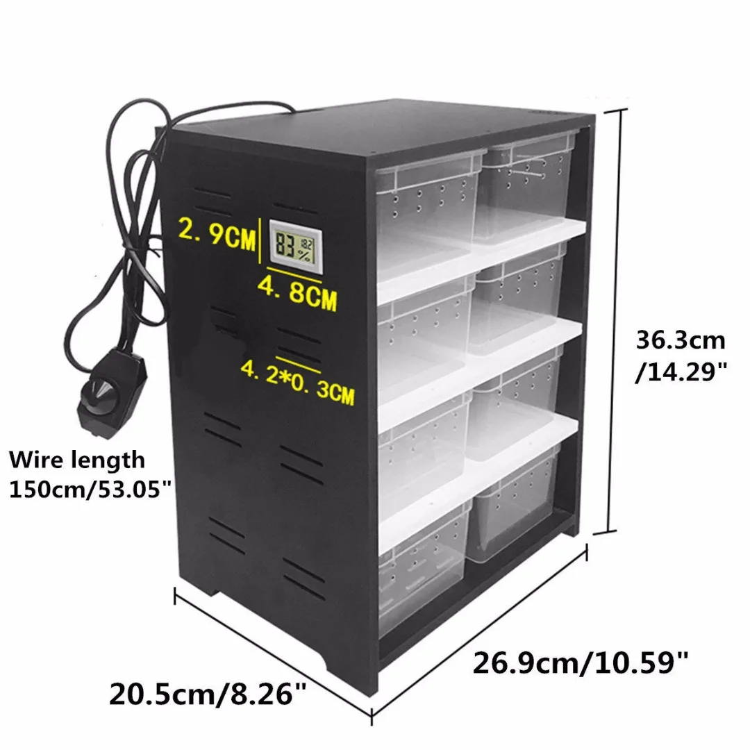 Acrylic Feeding Box 4 Layers Terrarium Reptiles Breeding Tank Lizards Pet Cage House Drawer with Hygrometer Heating Pad