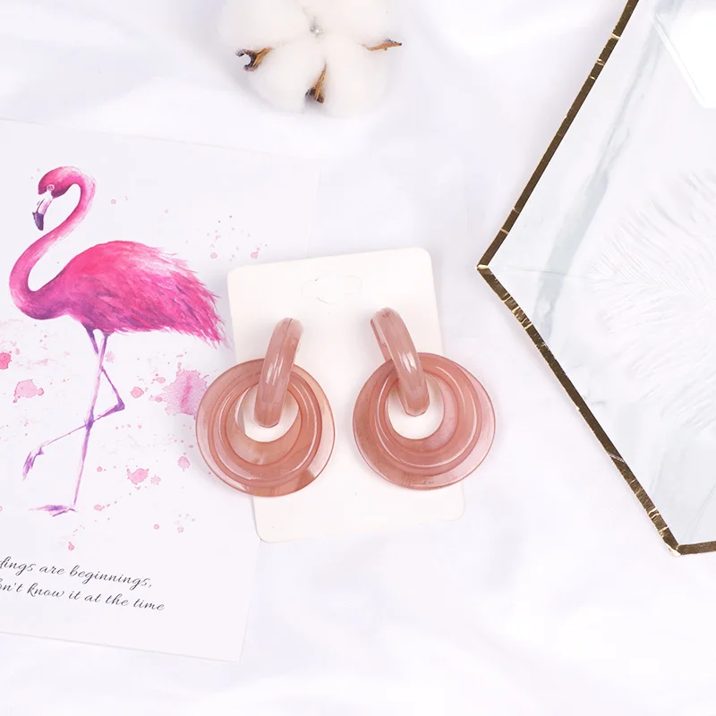 Vintage Long Acrylic Earrings Circle for Women Big Geometric Dangle Resin Drop Earings for Girls Fashion Jewelry Brincos 2019 (3)
