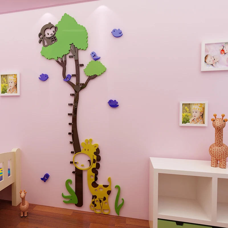 Детская комната измерительная высота мультфильм стикер стены Акриловые 3d самоклеющиеся DIY стикер стены детский сад высота линейка