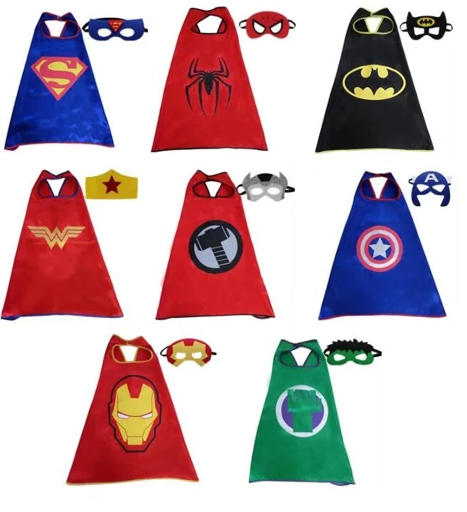 8 Styles Kid Party Prop Avengers Satin Super Hero Superman Batman Spiderman Thor Hulk Ironman Masks