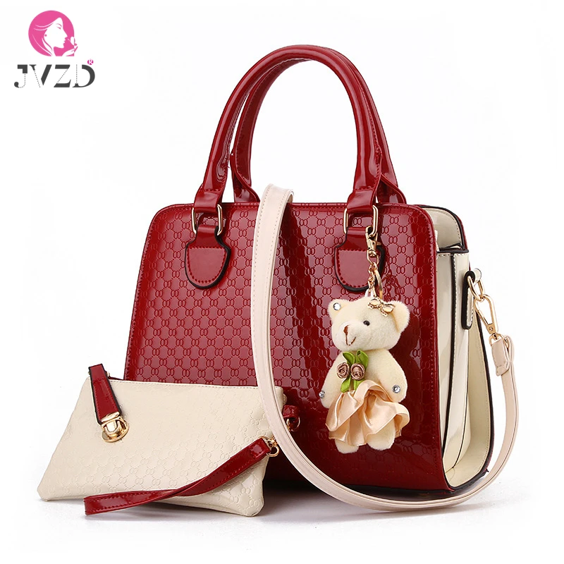 

JVZD Fashion Women's Bag, PU Leather Messenger Bag, Beautiful Bear Pendant, Shoulder Diagonal Handbag