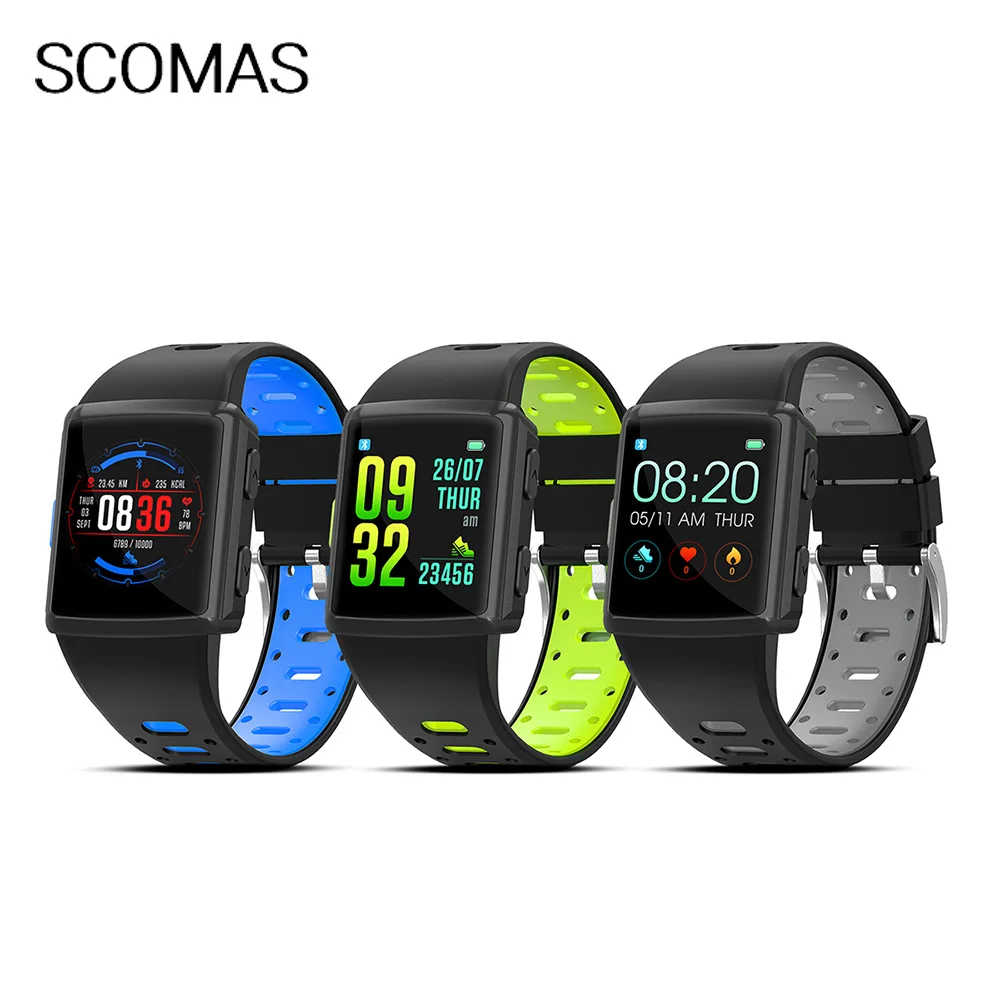 

SCOMAS Smart Watch Blood Pressure Waterproof Smartwatch Women GPS Heart Rate Monitor Fitness Tracker Watch Sport For Android IOS