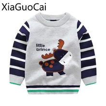 Свитера для мальчиков, хлопковый трикотажный пуловер в полоску, свитер, детский вязаный свитер с рисунком, жаккардовый свитер для маленьких мальчиков с изображением Ослика