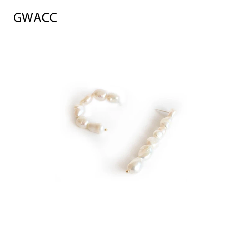 

GWACC DIY Natural Freshwater Pearl Earrings Baroque Irregularly Random Change Shape Pearl Drop Earrings For Women Jewelry