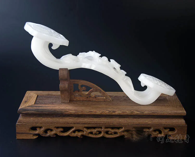 

GOOD -TOP gift # 2019 office home Mascot efficacious Talisman Money Drawing Fortune WHITE JADE RUYI FENG SHUI Sculpture statue