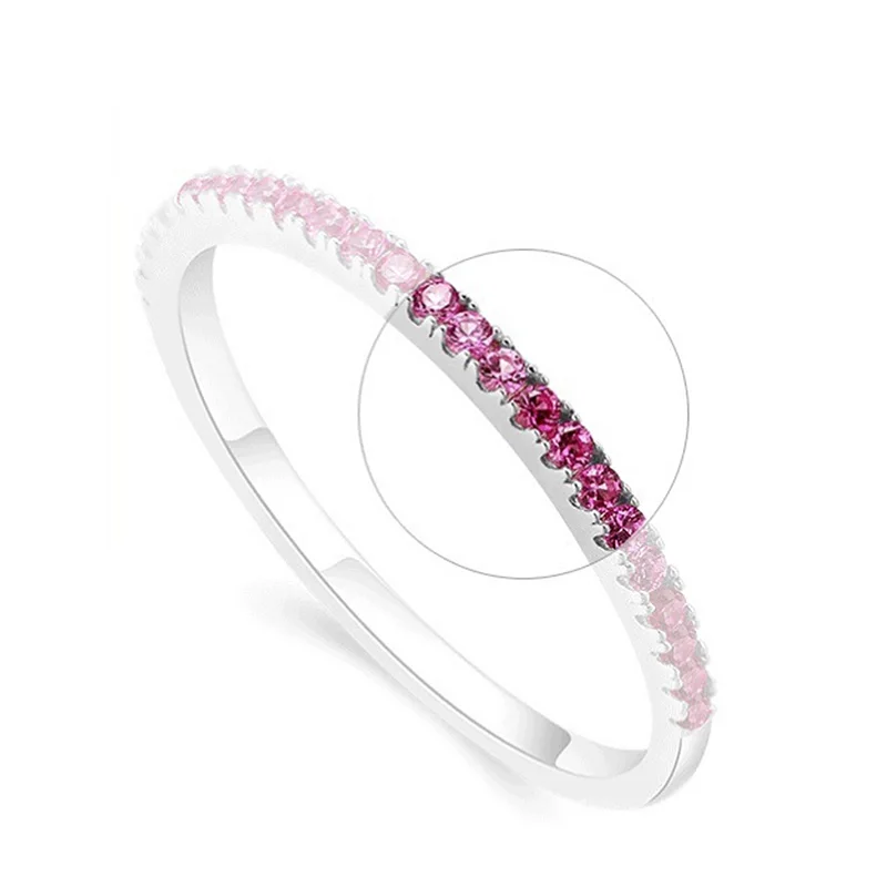 2 цвета 925 пробы Серебряное кольцо Амулеты с одним рядом Полный Кристалл обручальное кольцо для женщин ювелирные изделия