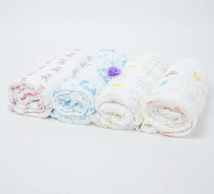 Summer Pure Cotton 105cm Baby Swadling Bath Towel Muslin Blanket Wrap